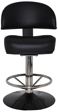 Macau Gaming Stool Polished S/S Disc + Black Vinyl - Richmond Office Furniture