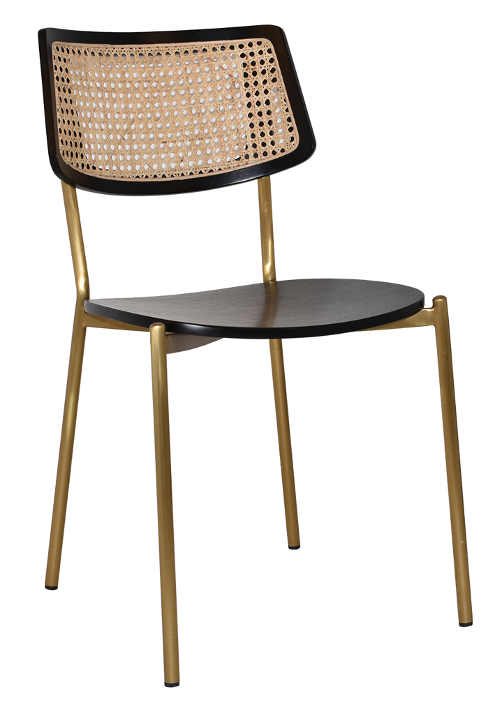 Texas Rattan Chair Brass Frame Black Finish - All Options