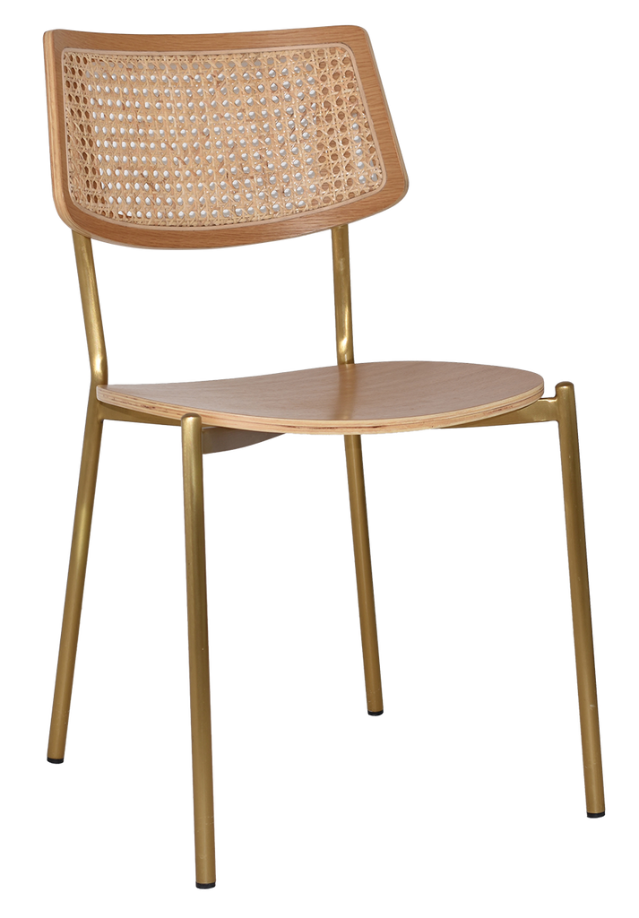 Texas Rattan Chair Brass Frame Natural Finish - All Options