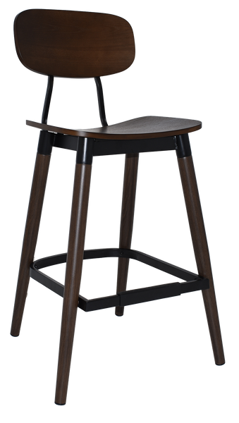 Vintage Stool Black Frame - Walnut