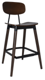 Vintage Stool Black Frame - Walnut