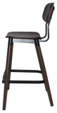 Vintage Stool Black Frame - Walnut