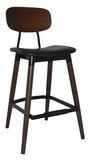 Vintage Stool Black Frame - Walnut