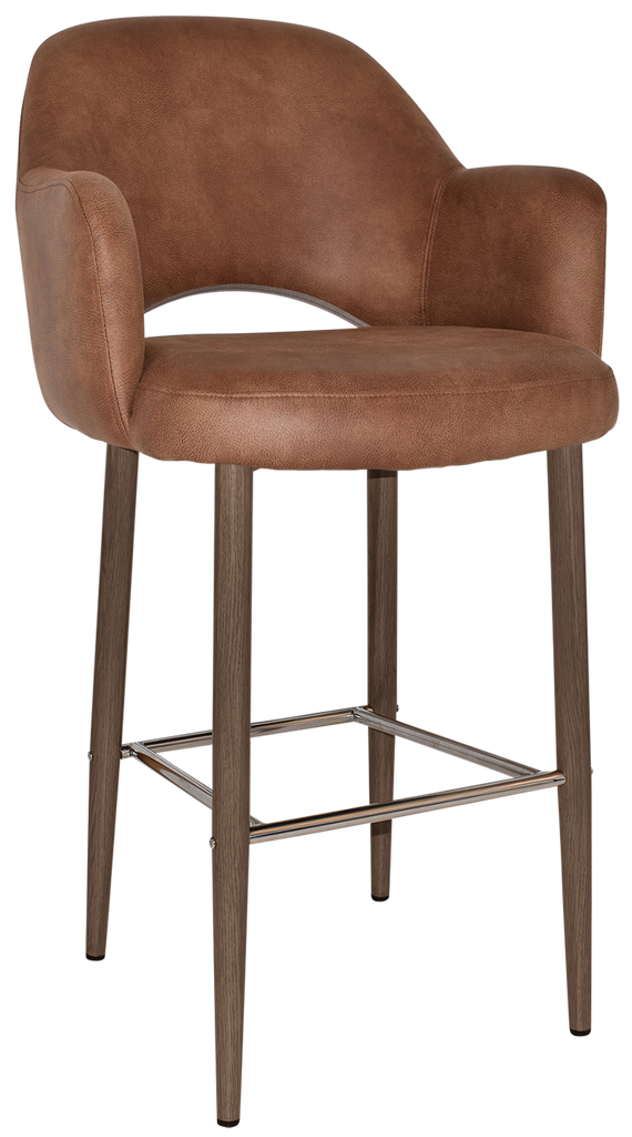 Albury Arm Stool 75cm Light Walnut Metal Leg - Richmond Office Furniture