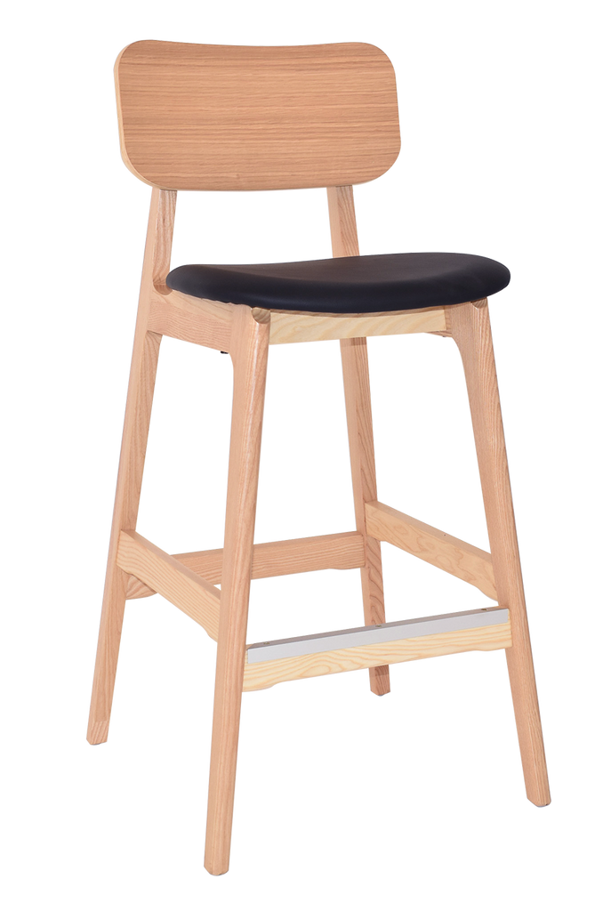 Sedona Stool Natural Timber Black Vinyl Seat - Richmond Office Furniture